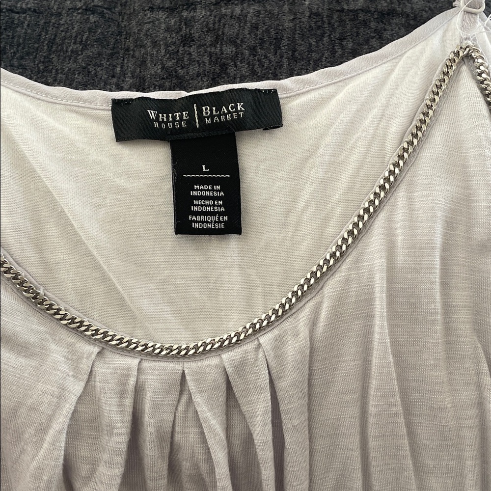 White House Black Market Light Top with Chain Accent